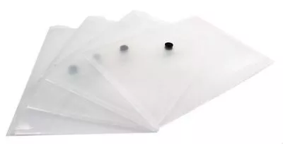 Pack Of 24 Clear A5 Document Wallets - Folder Plastic Small Button Stud Sleeves • £13.49