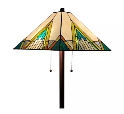 Floor Tiffany Lamp Glass Stained Tall Light Shade Reading Bed Room Vintage Style • $187.94