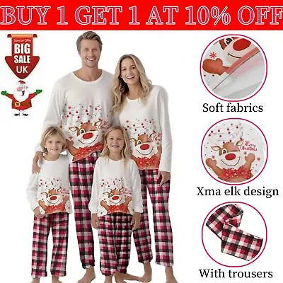 UK Family Matching Christmas Pyjamas Adult Kids Xmas Nightwear Pajamas Pjs Set • £8.29