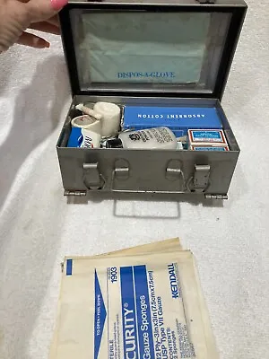 Vintage First Aid Kit Complete With Unused ( Expired) Products Metal Carry Case • $27.80