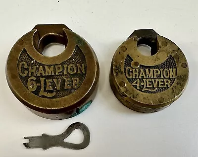 Vintage 6 Lever Padlock With Key And 4 Lever Champion Lock No Key • $149.99