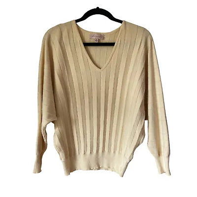 $15 • Buy Philosophy Pastel Yellow Batwing V-Neck Accordian Pleated Sweater Size Small