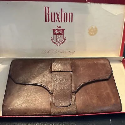 Vintage Buxton Men's Lock Tab Wallet Brown Leather • $15
