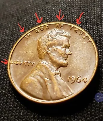 1964 D Lincoln Penny - Errors On Top Rim  L  In Liberty On Edge & More. RARE! • $149.99