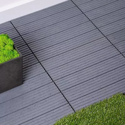 10 X Garden Patio Interlocking Composite Decking Floor Tiles 30x30cm Cool Grey  • £27.99