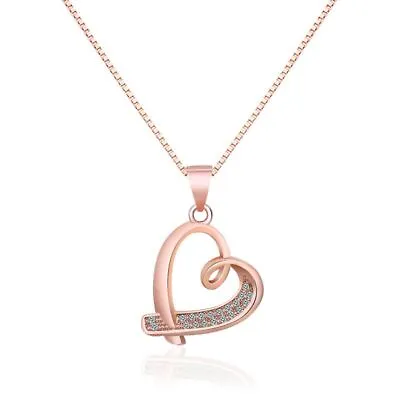 £3.99 • Buy 925 Sterling Silver Crystal Heart Pendant Necklace Women Girls Jewellery Gift