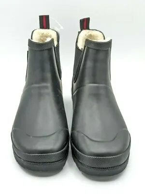 Tretorn Lina Womens Chelsea Rain Boots Rubber Fur Lined (Black 9) NWOB • $28.06