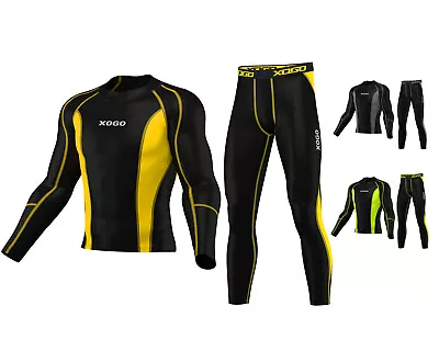 Mens Boys Body Armour Compression Baselayers Thermal Shirt Top Leggings Skin Set • £16.99