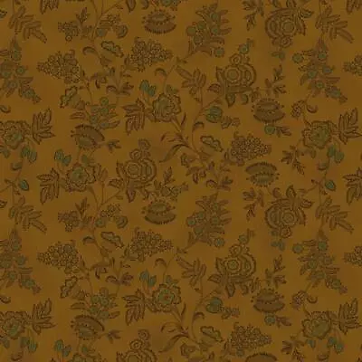 Henry Glass Scraps Of Kindness Vintage Wall Paper Chestnut Cotton Fabric By Yard • $12