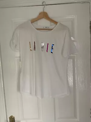 Mango Pure White With ‘la Vie’ In Bright Colours Across Front. Size Eur Med • £5