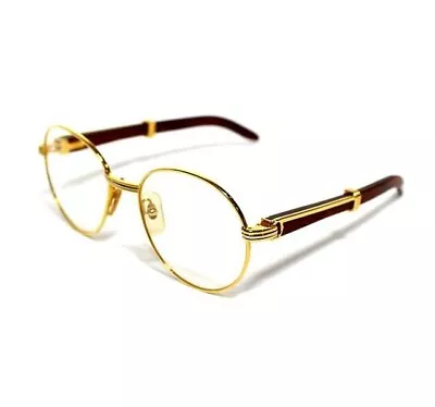 CARTIER Trinity 56 17 Eye Glasses Wood Temple Gold Silver Vintage Japan [Used] • $2199.99