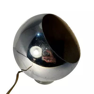 VINTAGE Chrome Silver MCM Eyeball Orb 6  Diameter Globe Shade Lamp Spot Light • $30