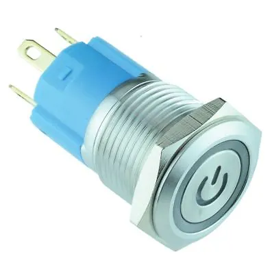 £5.99 • Buy White Power LED 16mm Vandal Resistant Latching Push Button Switch 12V