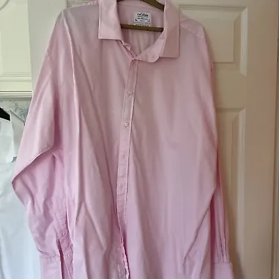 £7 • Buy TM Lewin Mens Shirt 20” Collar Slim Fit Pink Double Cuff 