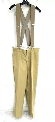 Men's L.L.BEAN Tan Pants 42 X 33 Removeable Suspenders • $29.99