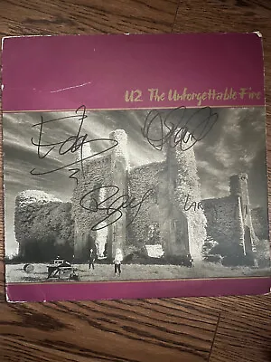 U2-- The Unforgetable Fire  Album--Fully Hand Signed & Authenticated • $1995