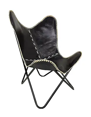 100% Leather Vintage Relax Arm Butterfly Chair Lounge Accent Home & Garden Chair • $146.69