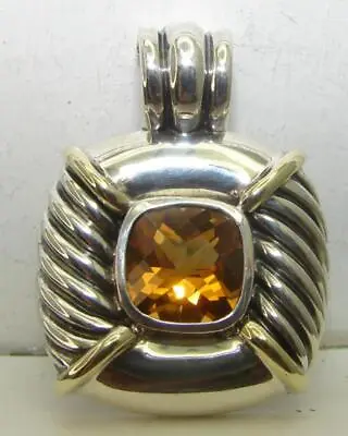 David Yurman Sterling Silver 14K Gold Renaissance Honey Citrine Pendant Enhancer • $463.99