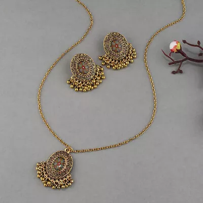 3Pcs Vintage Indian Wedding Jewelry Set For Women Ethnic Metal Necklace Earrings • $22.38