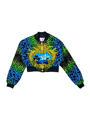 Versace X H&M Cropped Baroque Print Velvet Bomber Kanye Jacket Size EUR 36 • $300