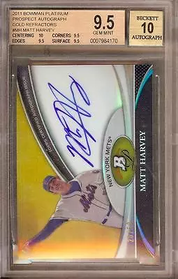 2011 Bowman Platinum Gold Refractor Matt Harvey Rc Auto 26/50 Bgs 9.5 /10!! Subs • $50