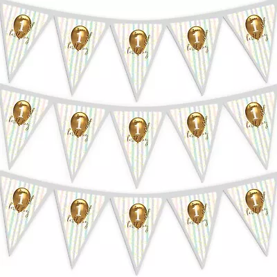 Baby Birthday Party Bunting 3m Fabric Bunting With 15 Individual Triangles • £15.99