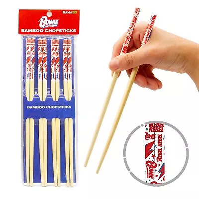 GAMAGO David Bowie Bamboo Chopsticks Set – 4 Pair Of Adorably Cute Reusable Chop • $17.12