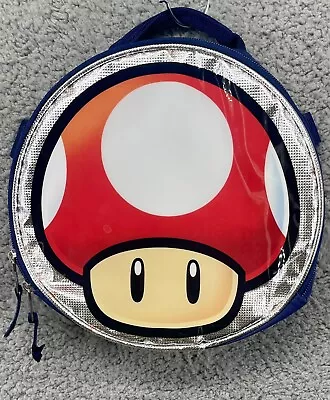 Super Mushroom Mario Bros Blue Insulated Lunch Bag • $9.99