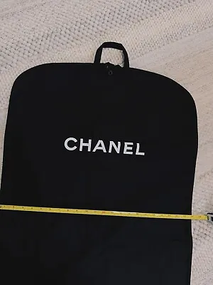 New CHANEL Black Canvas Travel Storage Coat / Long Dress Zip Garment Bag 23*63 • $30