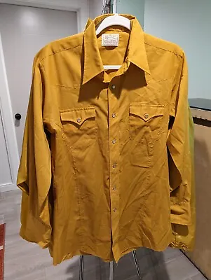 Retro Vintage Western Shirt H Bar C Ranchwear Shirt Mens Orange Pearl Snap Small • $10