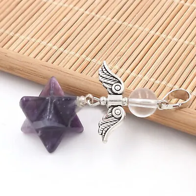 £10.19 • Buy Chakra Pendulum Crystal Merkaba Angel Wings Pendant Women Amethysts Necklaces