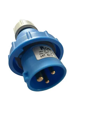 Rossi - 16Amp 240V Industrial Plug- Male - Blue - 2Pin + Earth - IP44 • £5.50