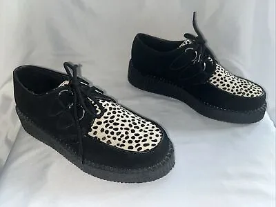 Underground Originals Est 1887 Black Suede Creeper Shoes Fur Lace Up Size US 9 M • £53.03