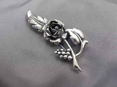 Vintage BAURING Sterling FLOWER PIN-Leaves & Berries-NR • $24.99