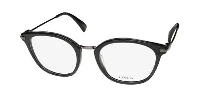 New Lanvin Vln085 Eyeglasses Womens Italy Round Full-rim Black Plastic 0568 • $79.95