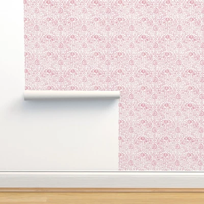 £33.61 • Buy Removable Water-Activated Wallpaper Pink Indian Woodblock Vintage Floral