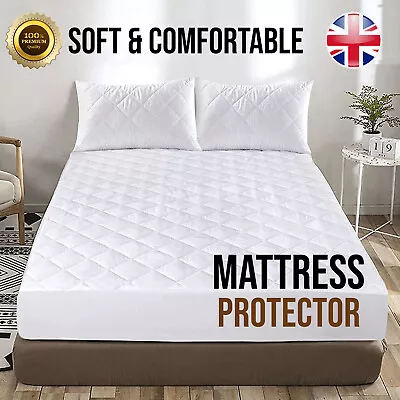 12  Inch Deep Mattress Topper / Protector Soft Hotel Quality Microfiber All Size • £8.49