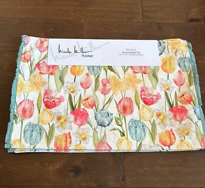 Nicole Miller Set Of 4 Placemats Tulips Spring New Colorful • $29.99