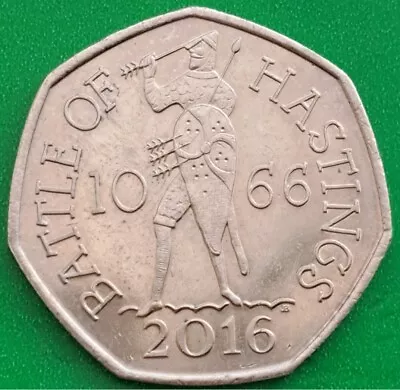 UK 50p Coin 2016 Battle Of Hastings 1066 Coin Hunt Circulated Fifty Pence Coin • £1.95