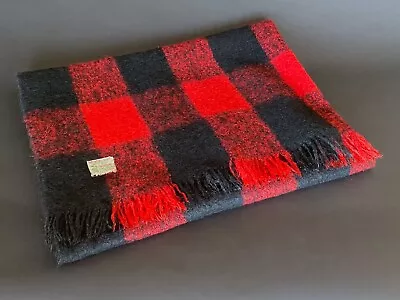 Vintage Scotch House Wool Mohair Red Black Plaid Blanket Throw • $49