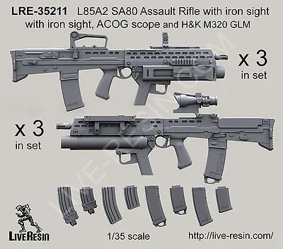 Live Resin 35211 1/35 L85A2 SA80 Assault Rifle With H&K M320 GLM Sight And ACOG • $13.99