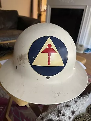 Vintage WWII US Medic Metal Helmet W/Liner & Strap • $105.83