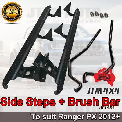 Heavy Duty Side Steps & Brush Bars To Suit Ford Ranger PX PX2 PX3 2012-2022 • $679