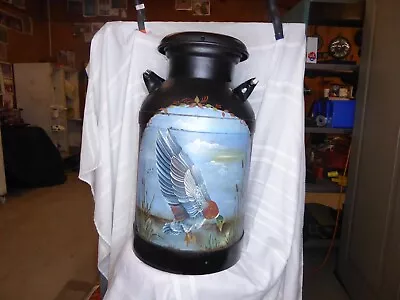 10 Gallon Milk Can From 1930-40 Era Hand Painted MALLARD DUCKS READ DIS. • $180