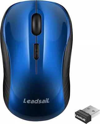 Black Wireless Mouse Laptop Mice Mini Cordless Optical Adjustable DPI Silent USB • £7.89