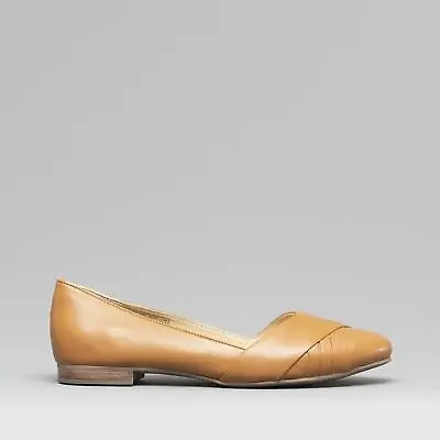 Hush Puppies MARLEY Ladies Genuine Leather Ballerina Woven Pump Shoes Tan • £50.99