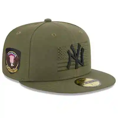 New York Yankees MLB New Era 59FIFTY Fitted Cap HAT 5950 Armed Forces Day Olive • $34.90