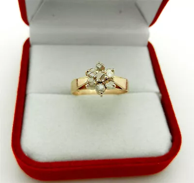Vintage Old Rose Cut Diamond In 10k Rose Gold Flower Shape Cluster Ring Size 6.5 • $395