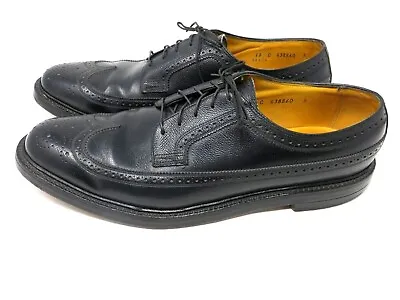 Vtg FLORSHEIM Imperial Black Longwing 12 C V-Cleat 5 Nail Oxfords • $79.95