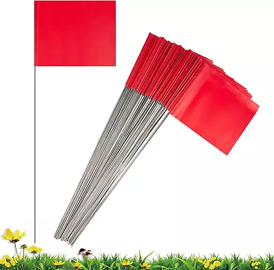 Marking Flags For Lawn 50 Pack 4 5 15 Inch Red PVC Yard Flags FREE SHIPPING • $11.82